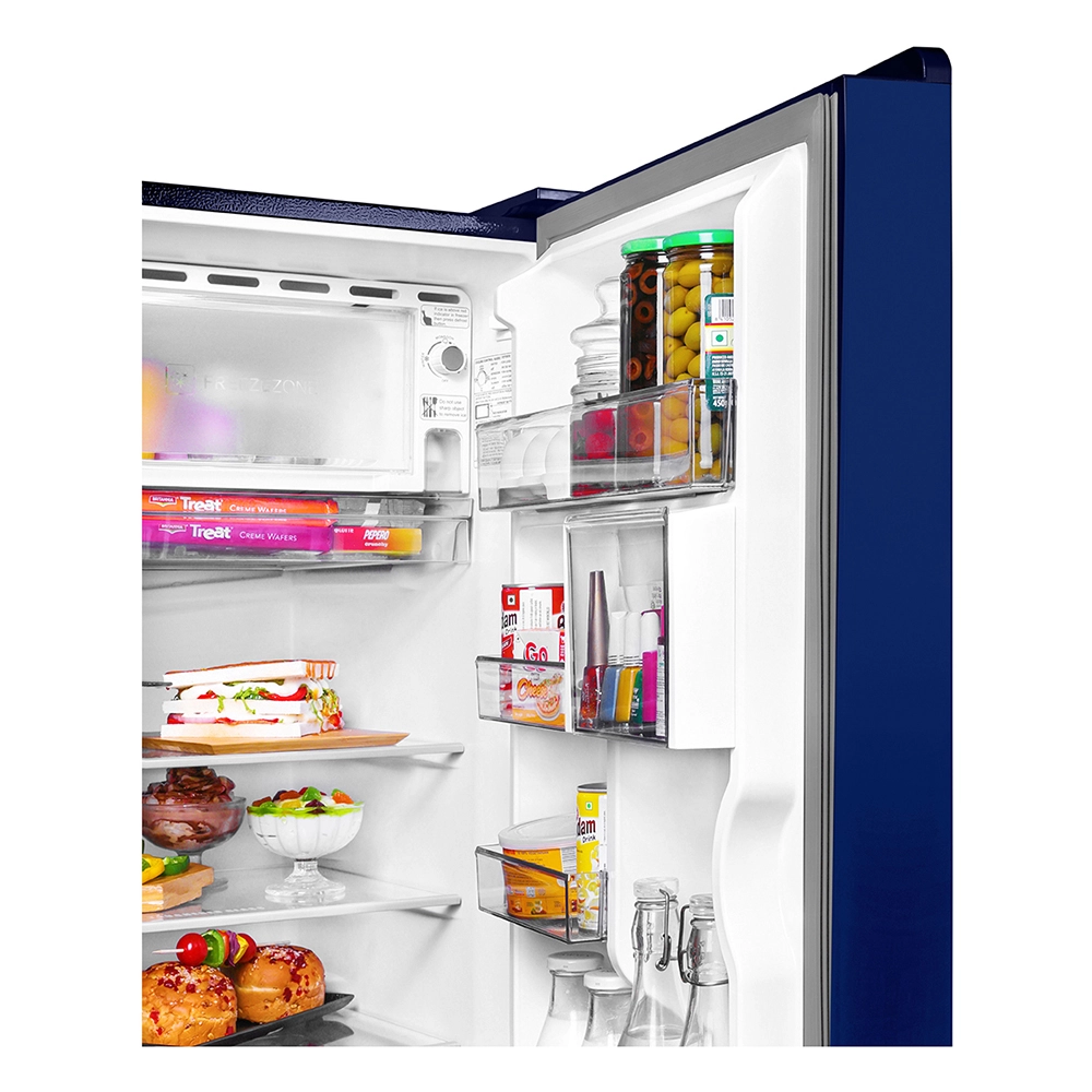 Haier 215L 3 Star Direct Cool Single Door Refrigerator with Toughened Glass Shelf comes in Glossy Marine Dahelia Finish HRD-2353CMD-P